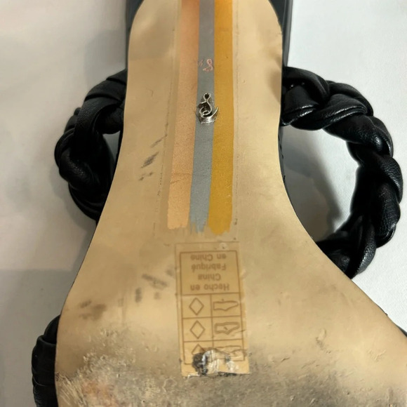 SAM EDELMAN SZ 8.5 Heels Slip on Mules Square Toe Braided Vegan Leather Sandals - Picture 10 of 11